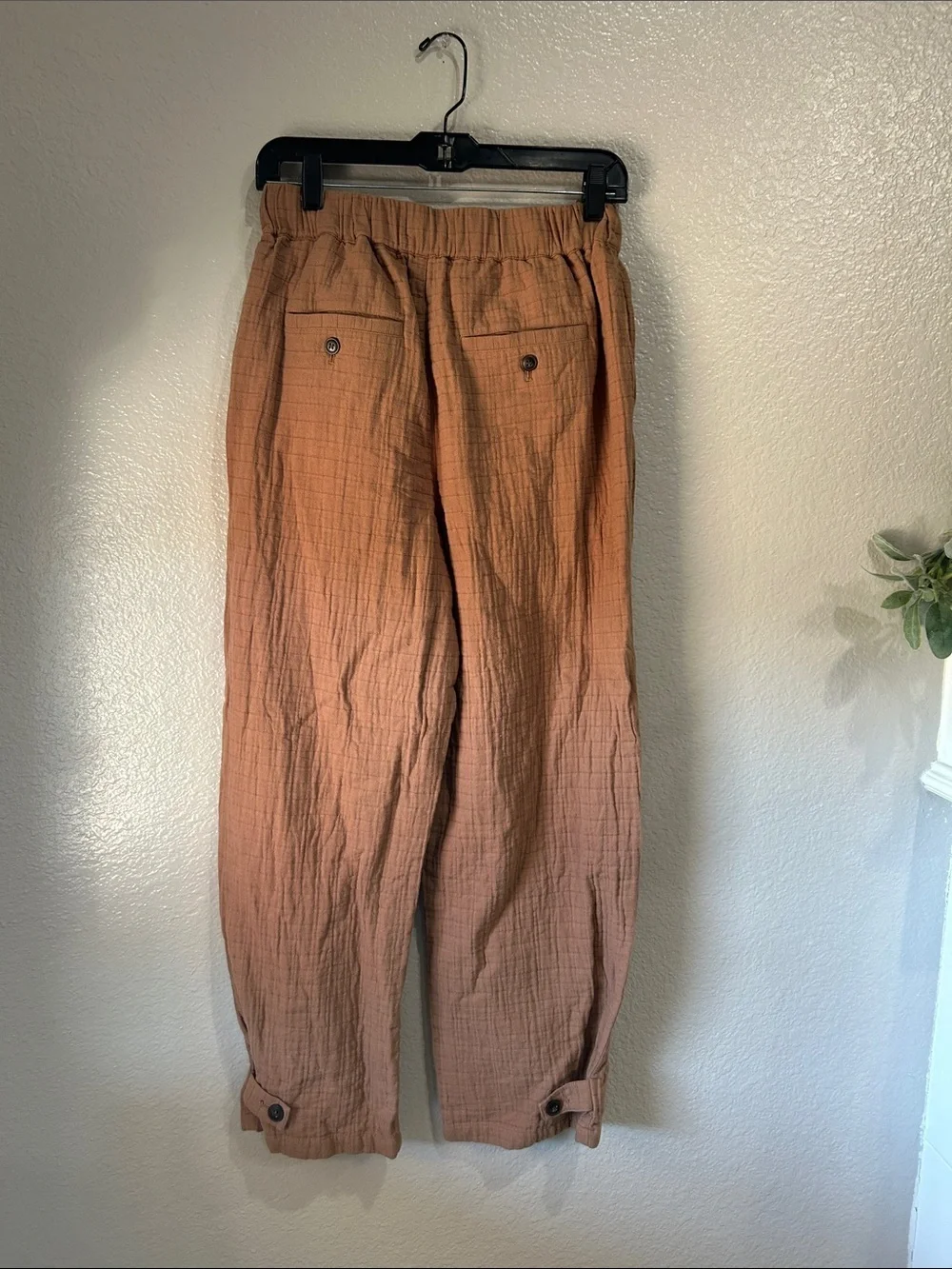 Madewell  Rust Brown Drawstring Ankle Pants Sz S Cotton Drawstring Casual TC0038